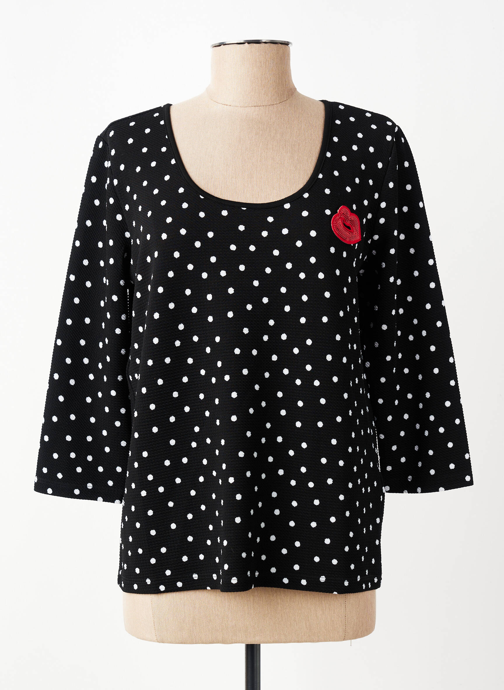 Top stretch manches 3/4 noir JULIE GUERLANDE femme