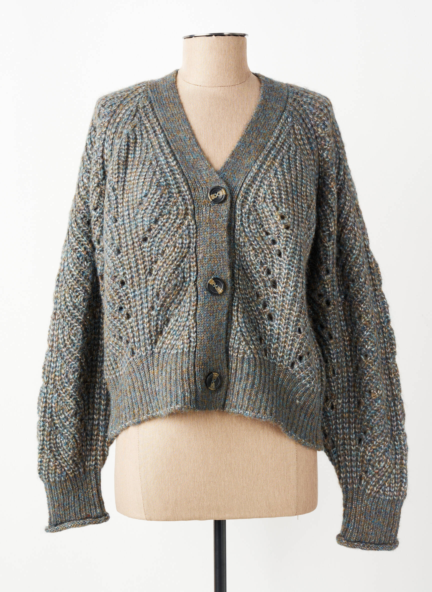 Gilet manches longues resserrée sur le bas gris 7 SEASONS femme