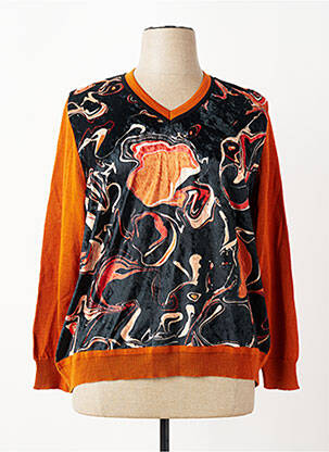 Pull col v manches longues orange GREGORY PAT femme