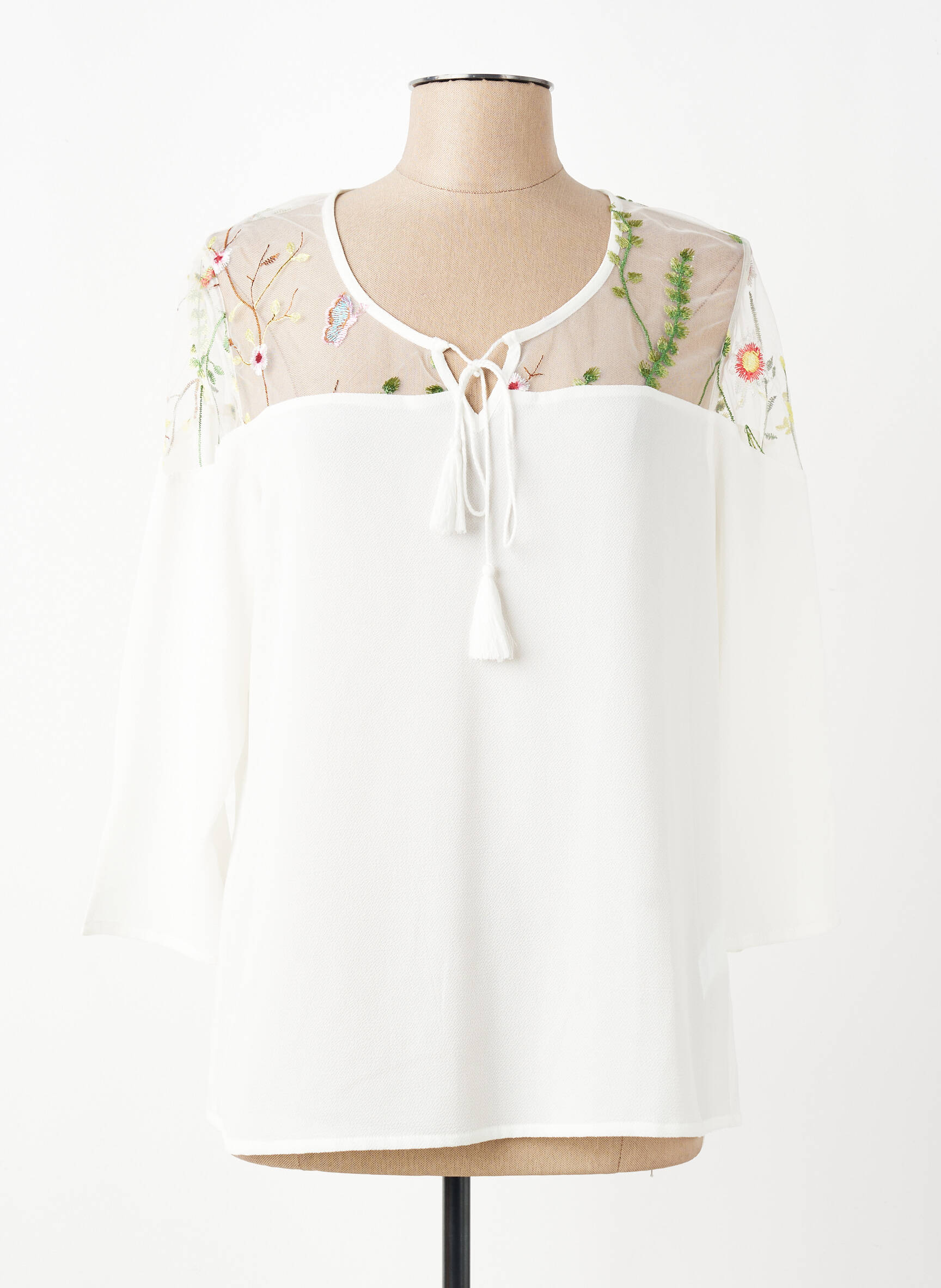 Blouse manches 3/4 manches 3/4 beige FRED SABATIER femme
