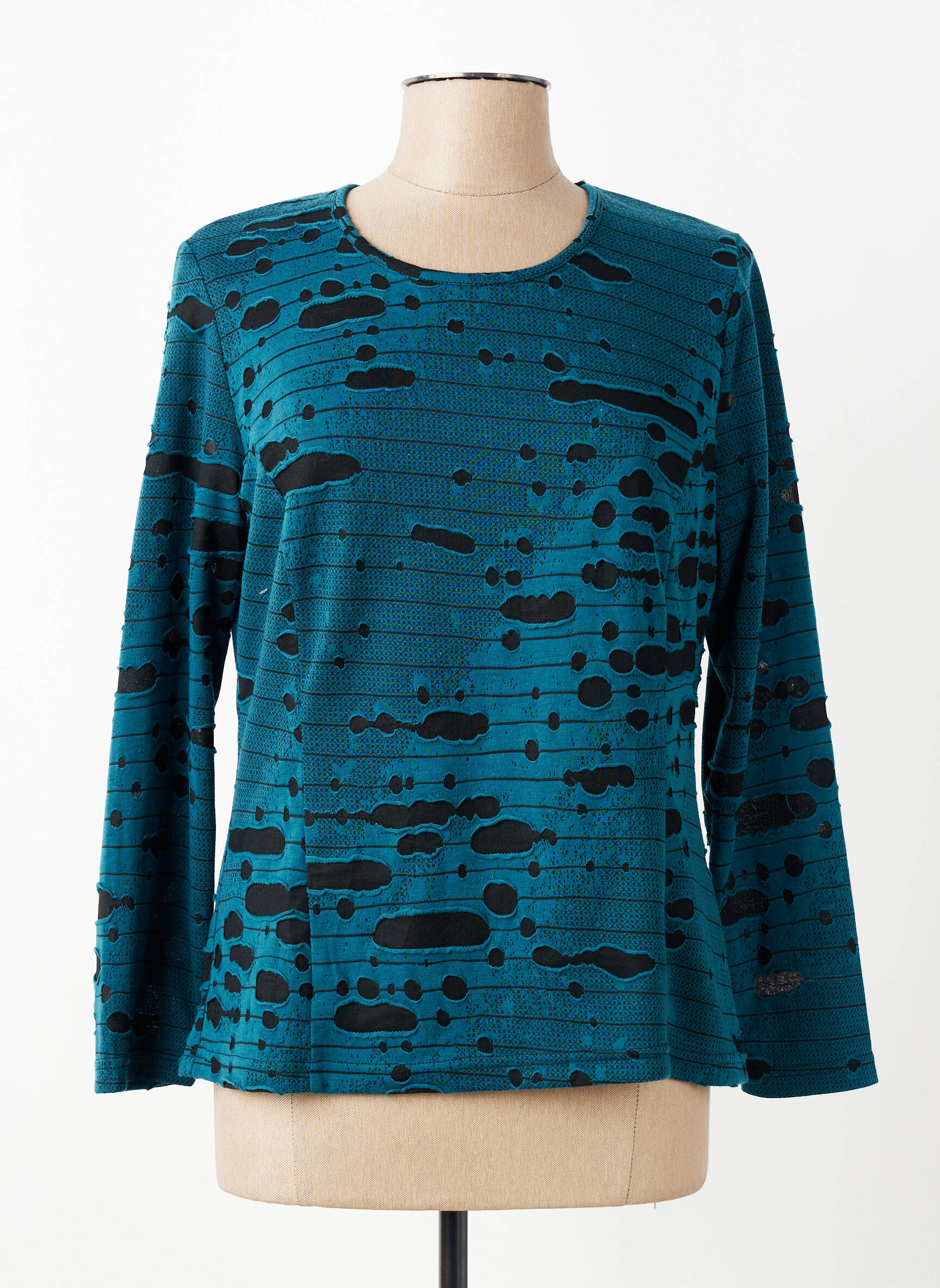 Top tissage jersey manches longues vert GUY DUBOUIS femme