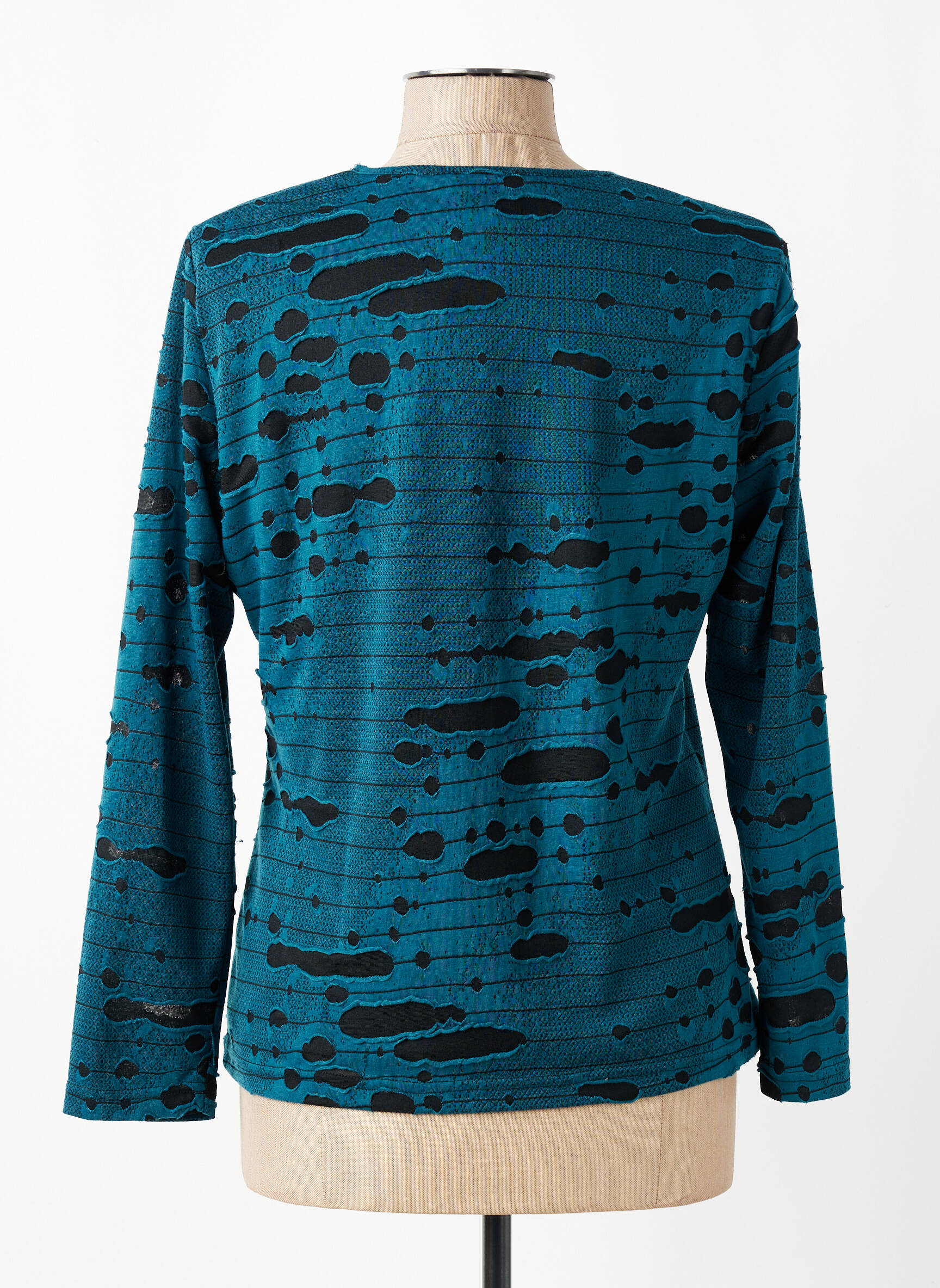 Top tissage jersey manches longues vert GUY DUBOUIS femme