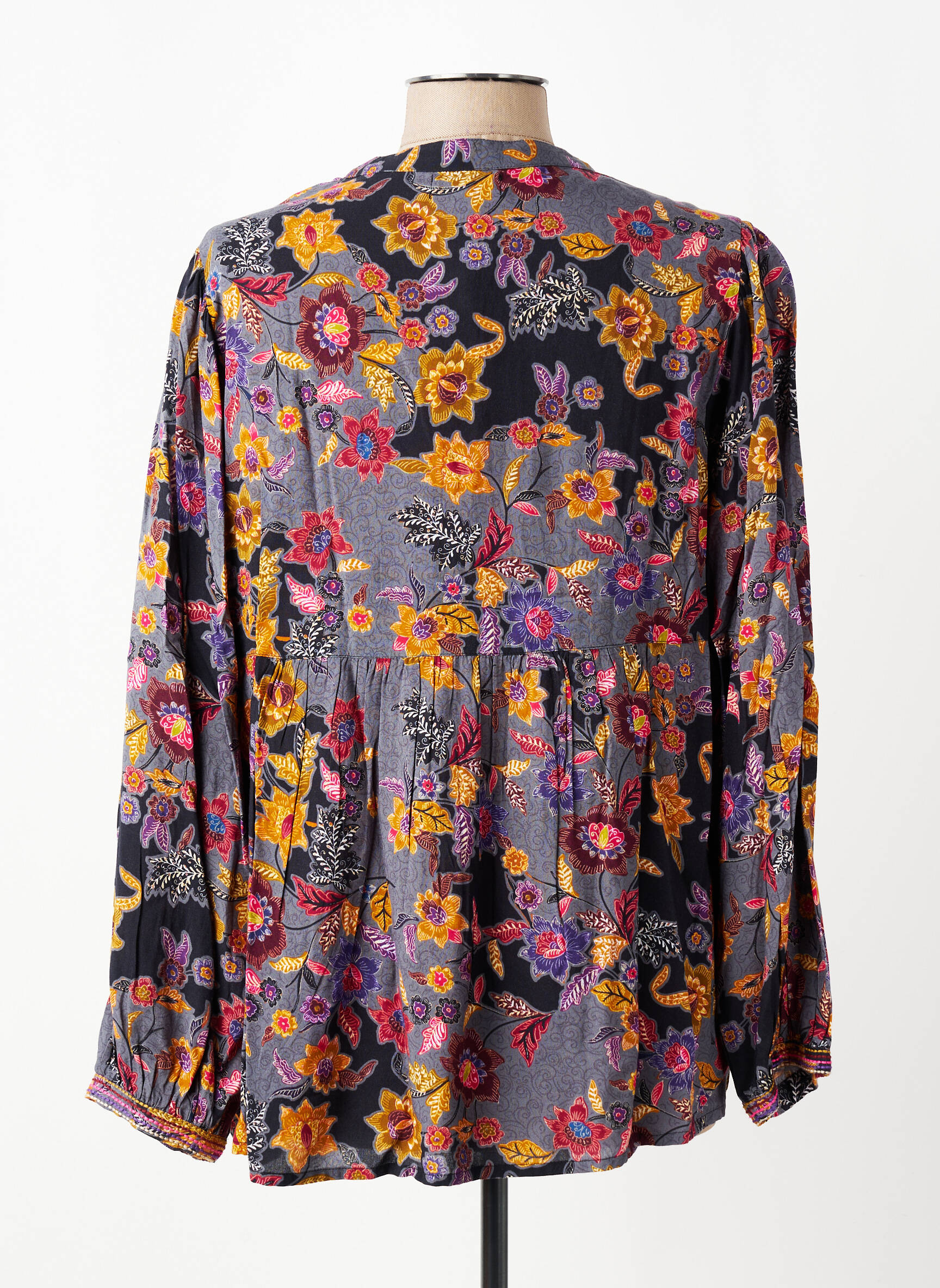 Blouse tissage popeline manches longues noir AGATHE & LOUISE femme