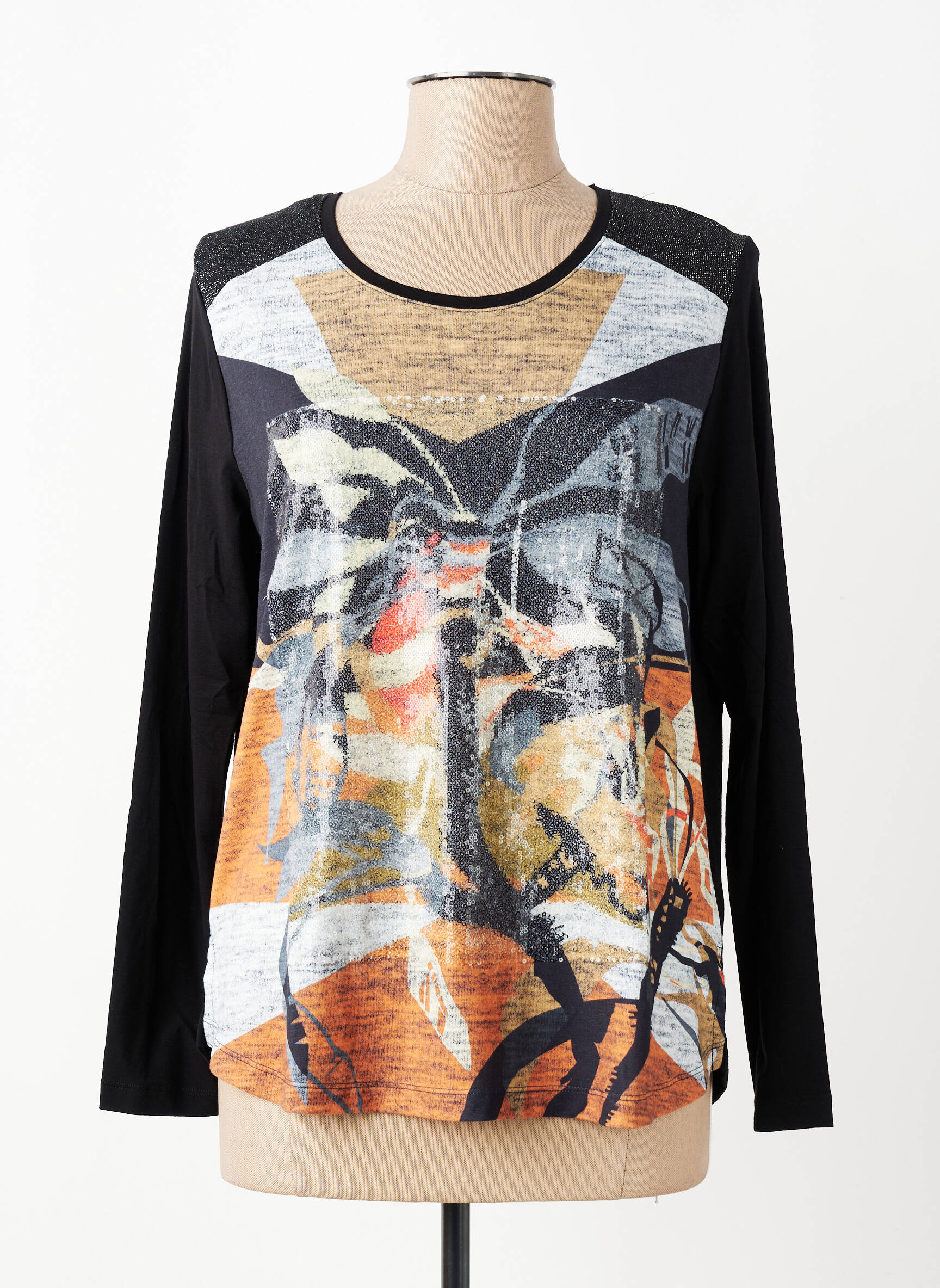 T-shirt manches longues manches longues noir GUY DUBOUIS femme