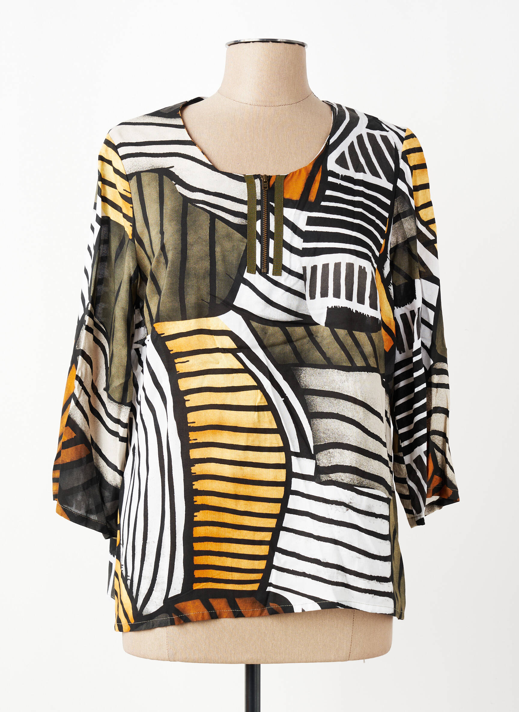 Blouse tissage popeline manches 3/4 jaune GUY DUBOUIS femme