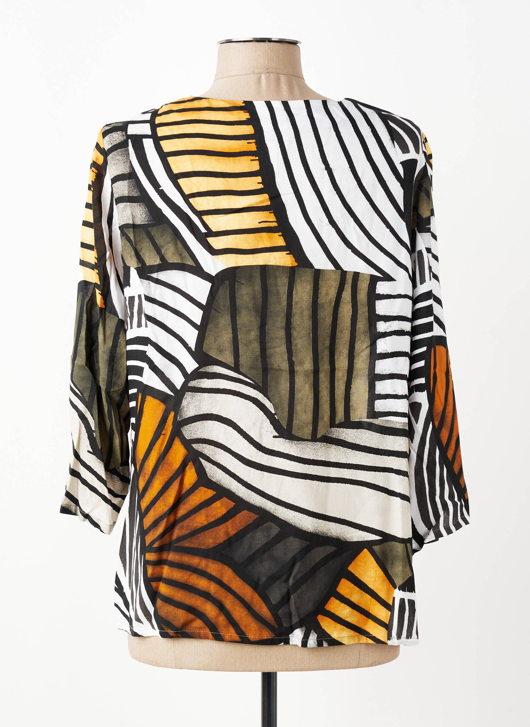 Blouse tissage popeline manches 3/4 jaune GUY DUBOUIS femme