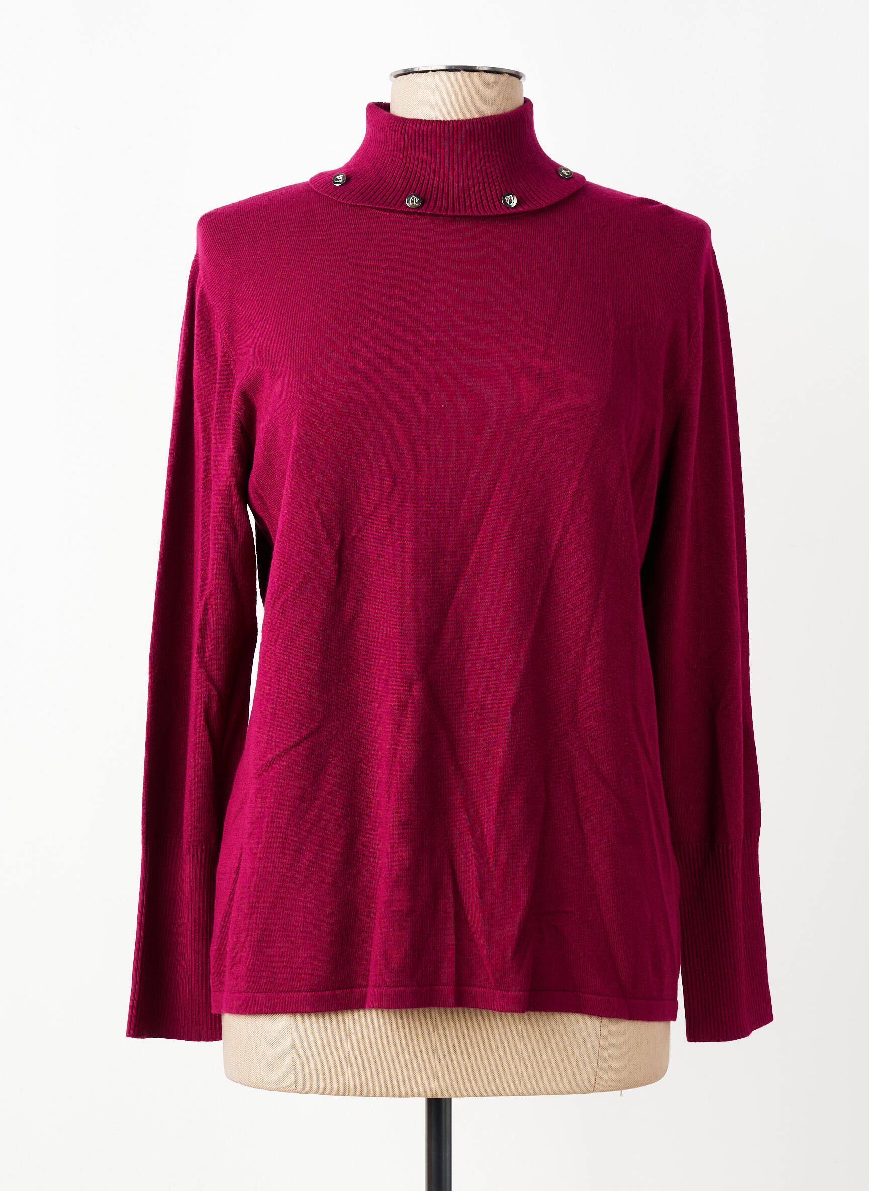 Pull col roulé coupe cintrée manches longues rouge MARBLE femme