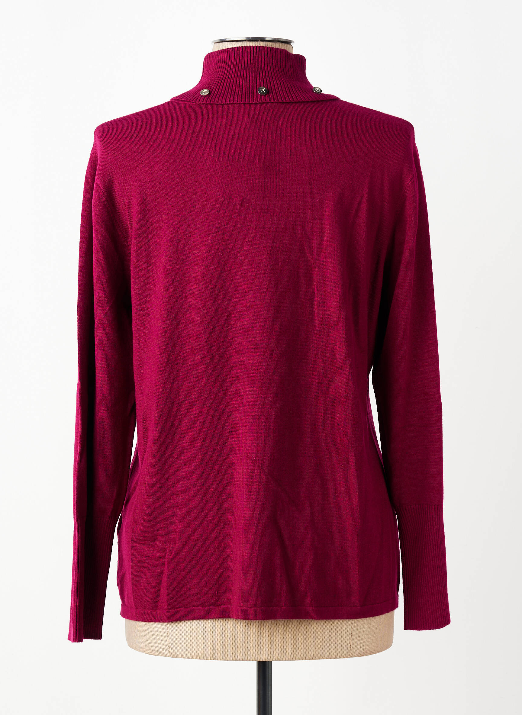 Pull col roulé coupe cintrée manches longues rouge MARBLE femme