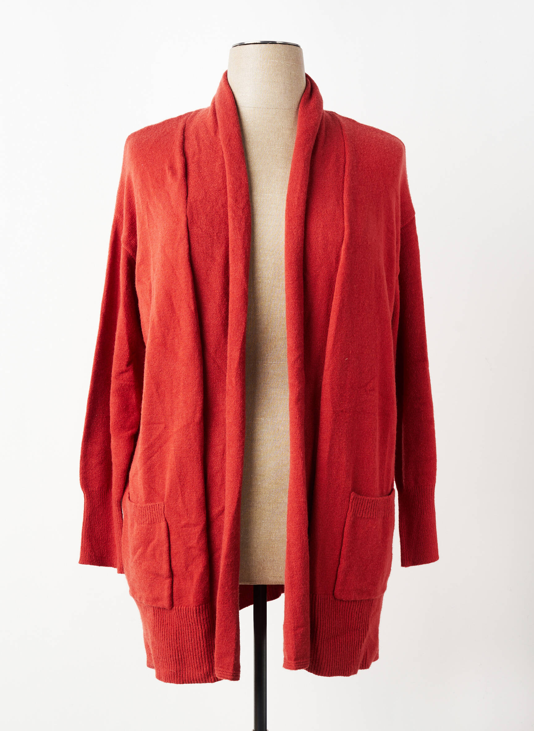 Gilet manches longues col châle orange CONCEPT K femme