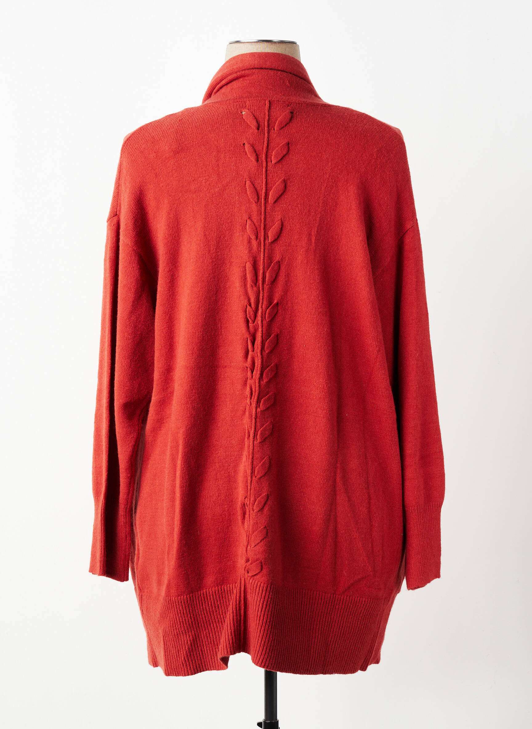 Gilet manches longues col châle orange CONCEPT K femme