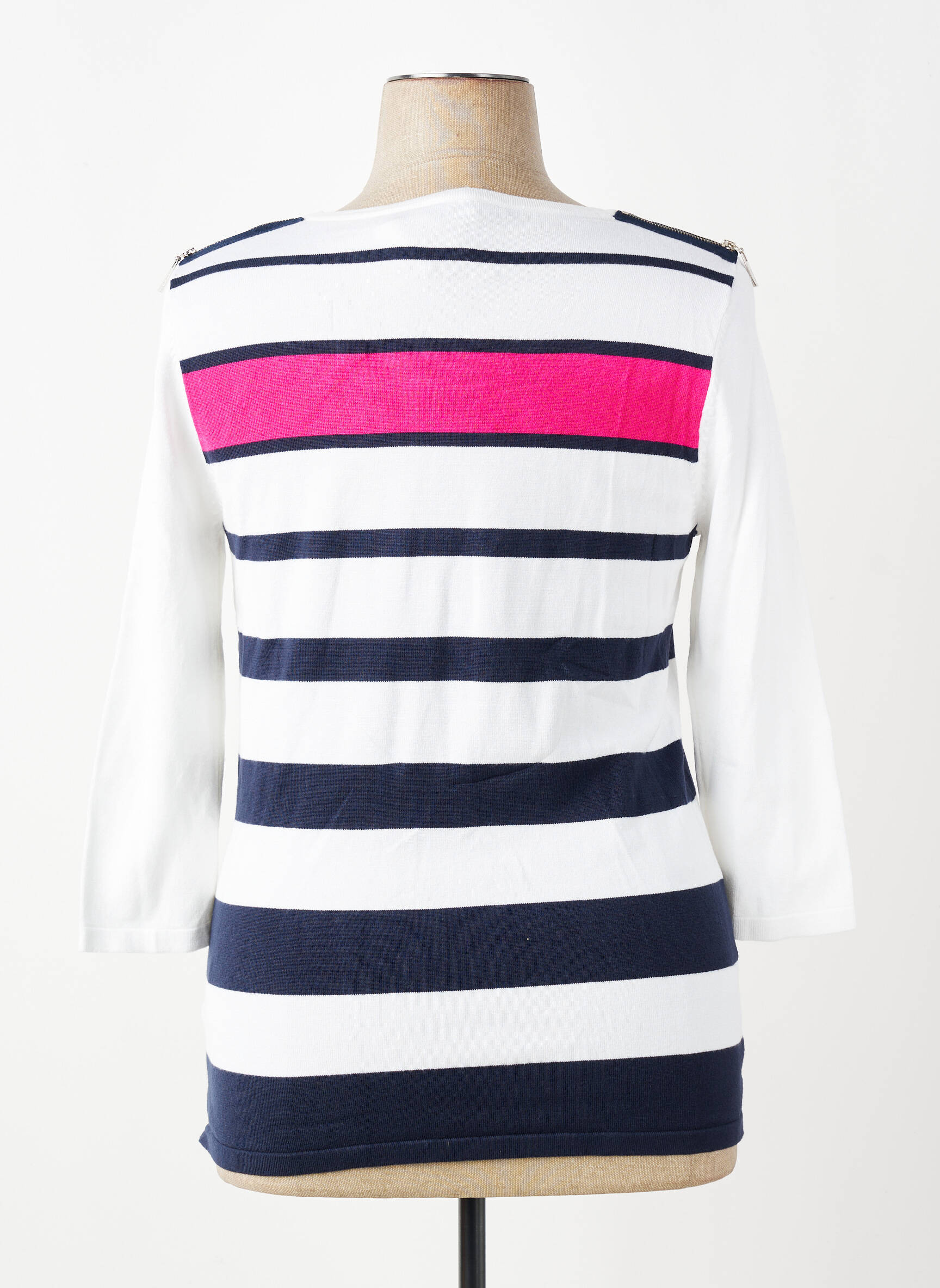 Pull coupe cintrée manches 3/4 blanc MARBLE femme