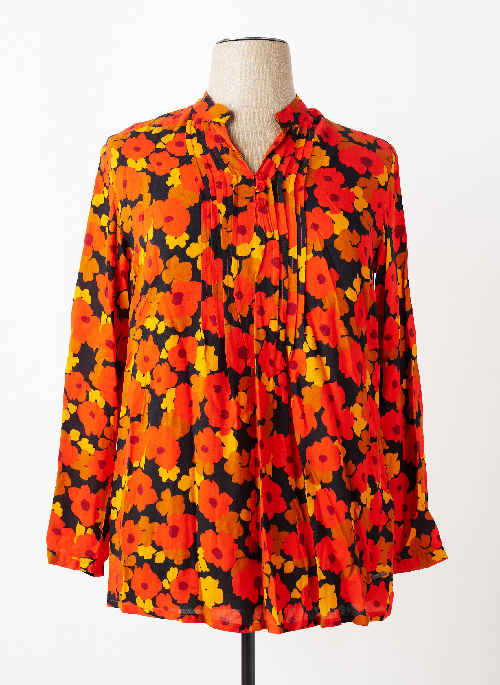 Blouse tissage popeline manches longues orange AGATHE & LOUISE femme