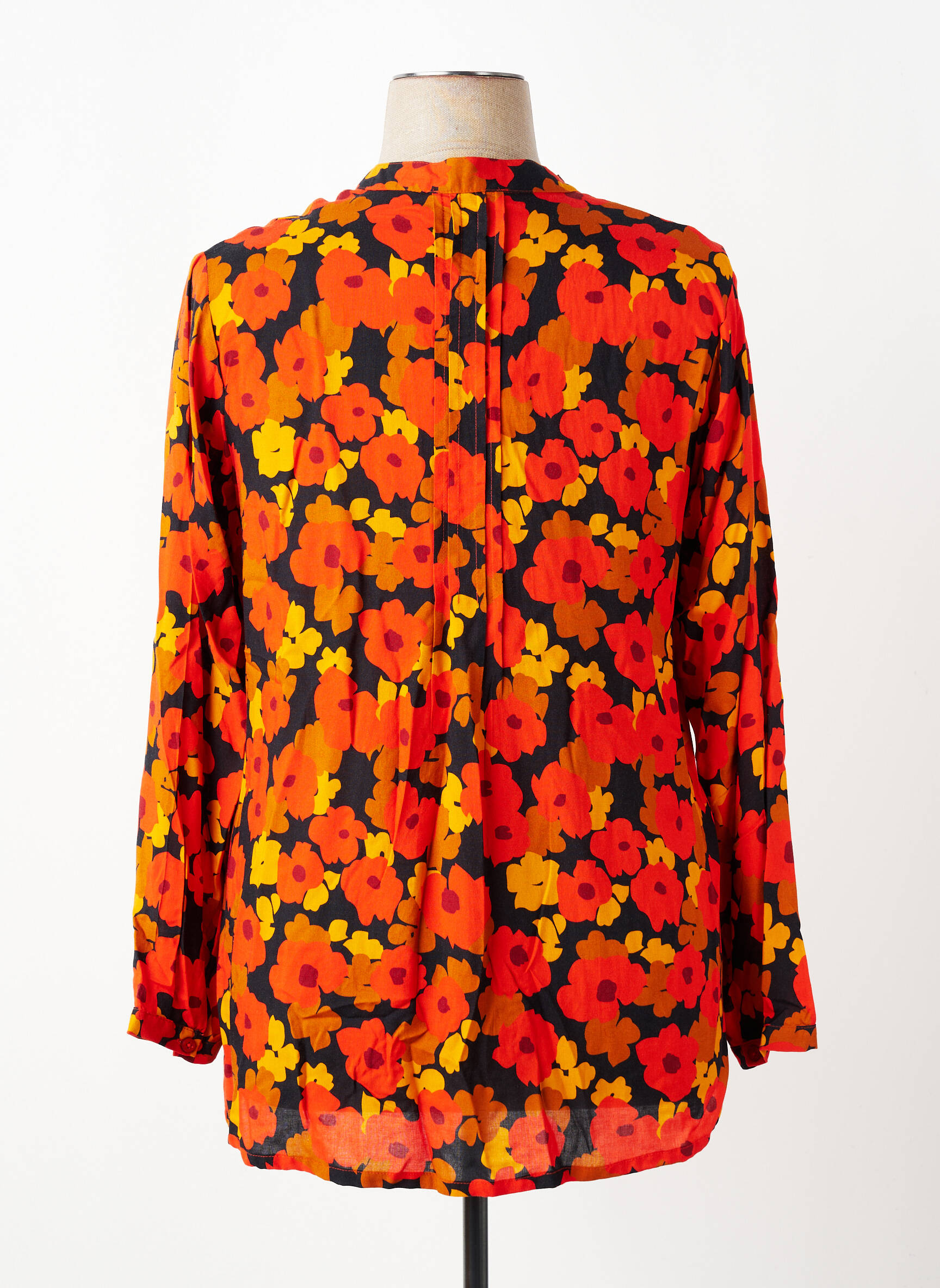 Blouse tissage popeline manches longues orange AGATHE & LOUISE femme