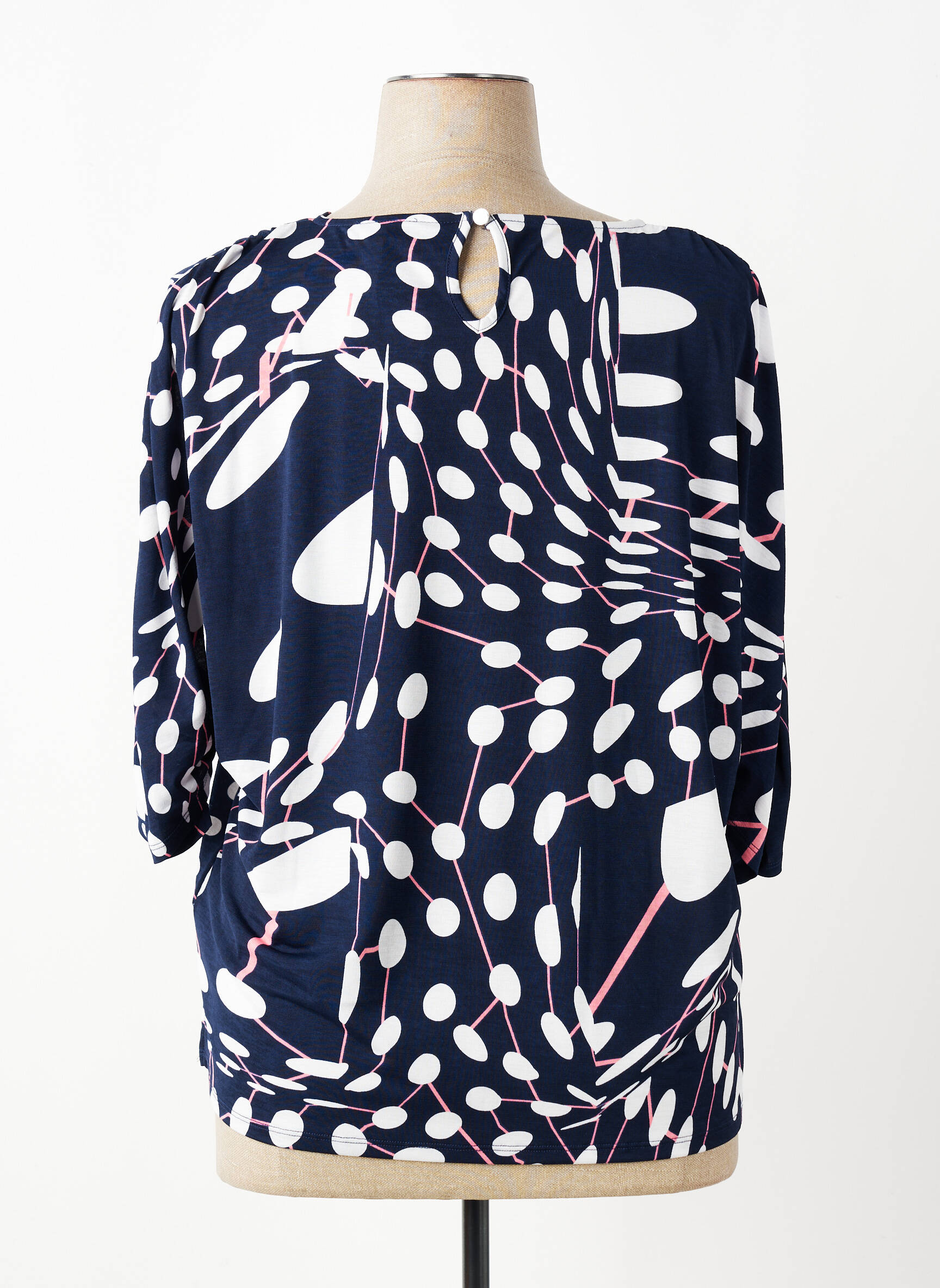 Blouse imprimé fantaisie manches 3/4 bleu MARBLE femme