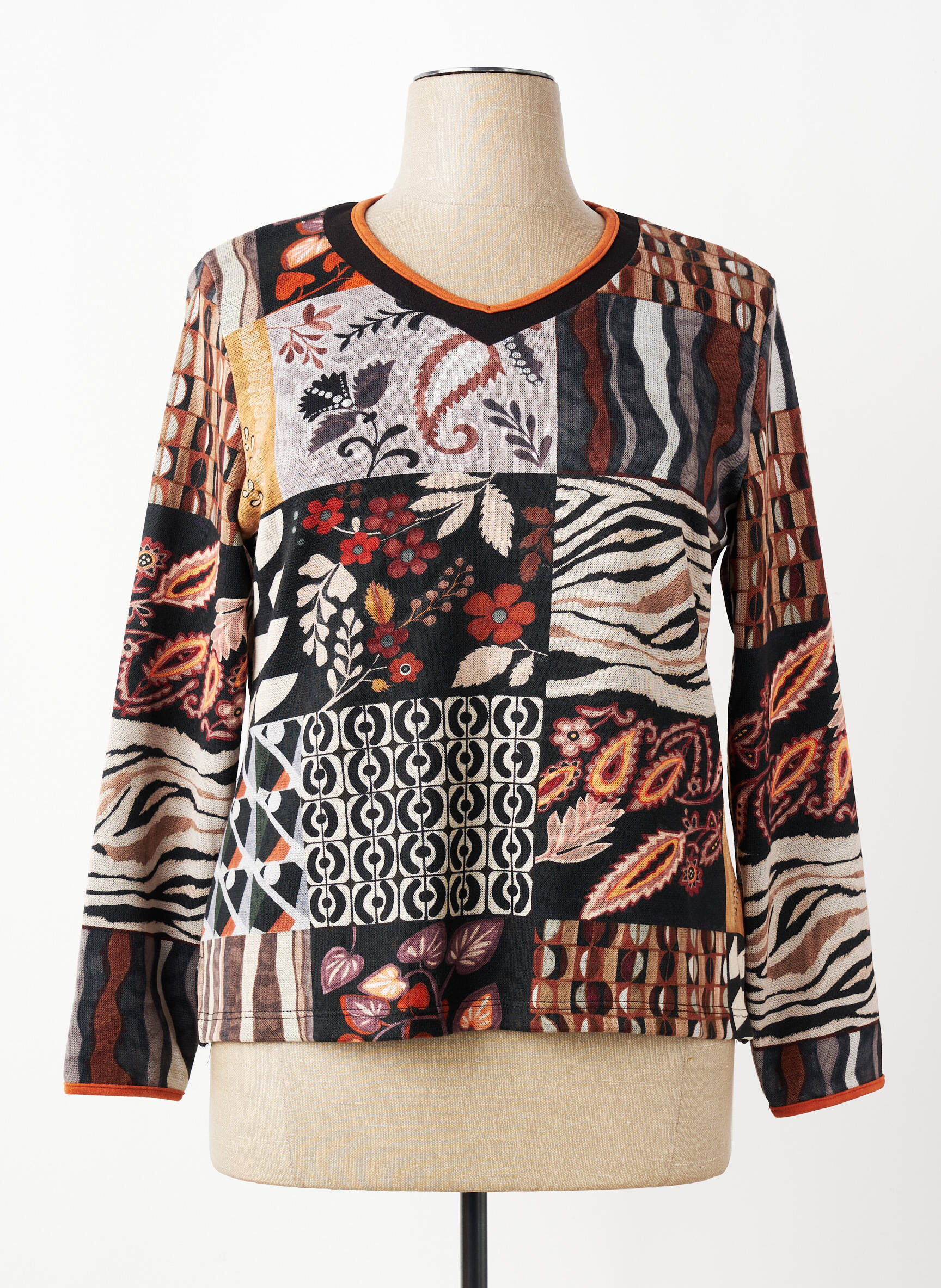 Pull coupe cintrée manches longues marron GUY DUBOUIS femme