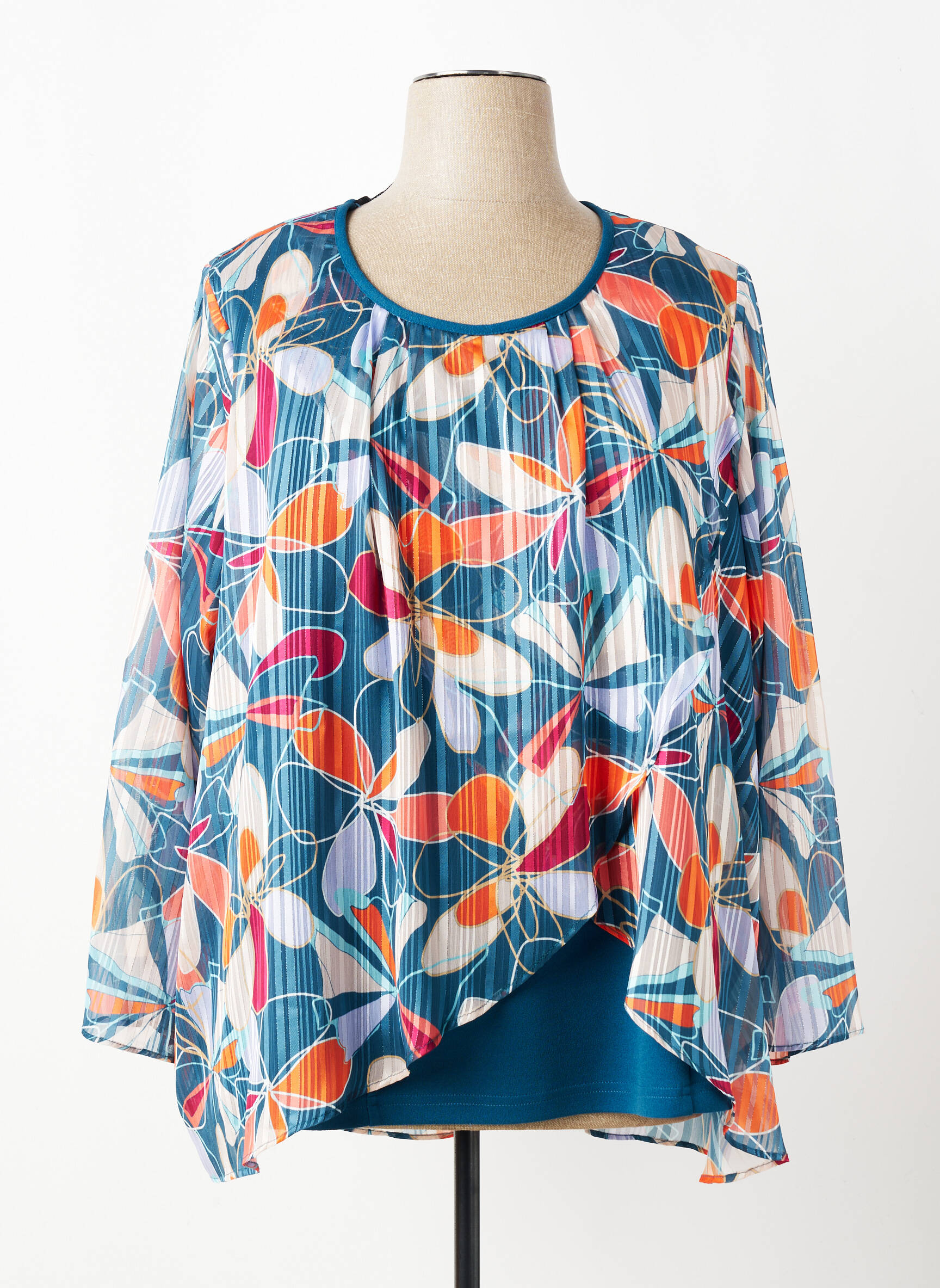 Blouse légère et transparente manches longues vert GREGORY PAT femme