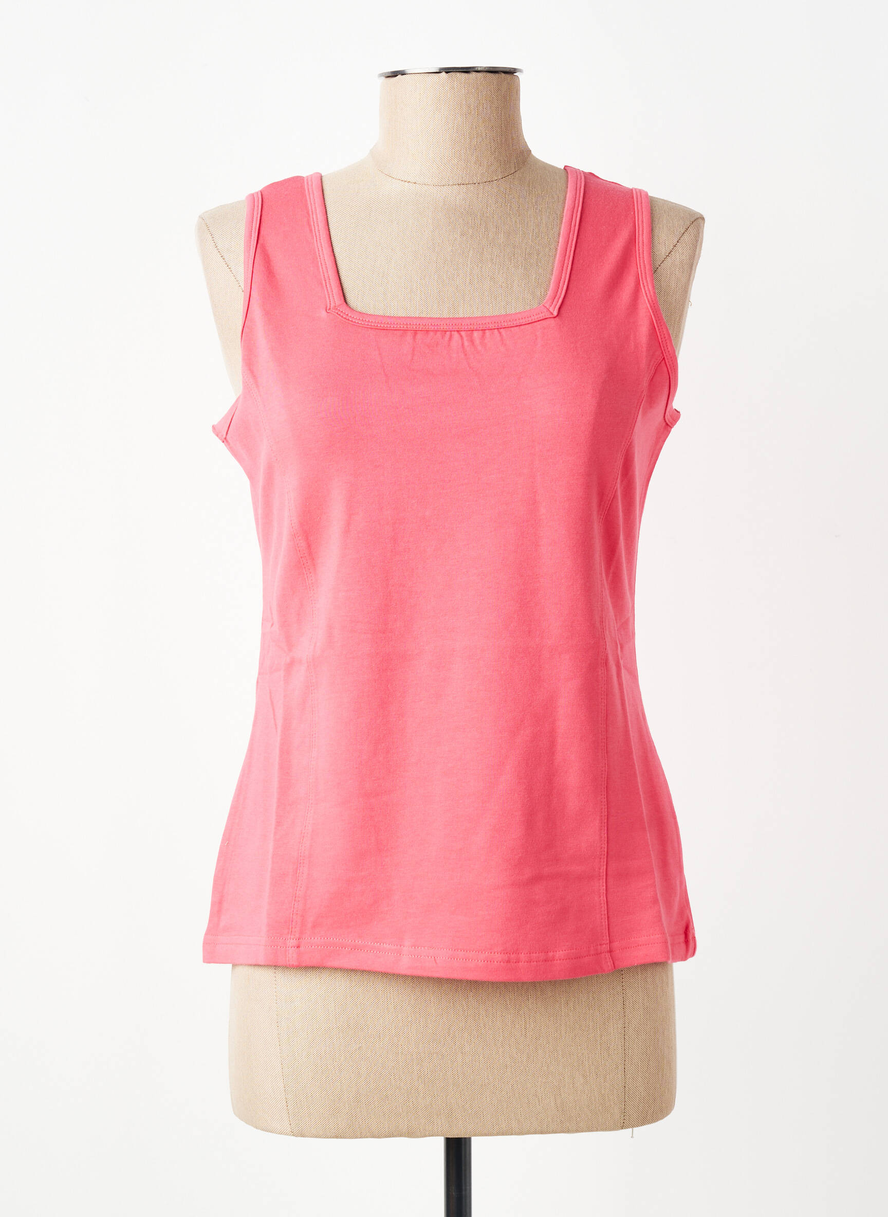 Top col carré sans manche rose CLOUD'S femme