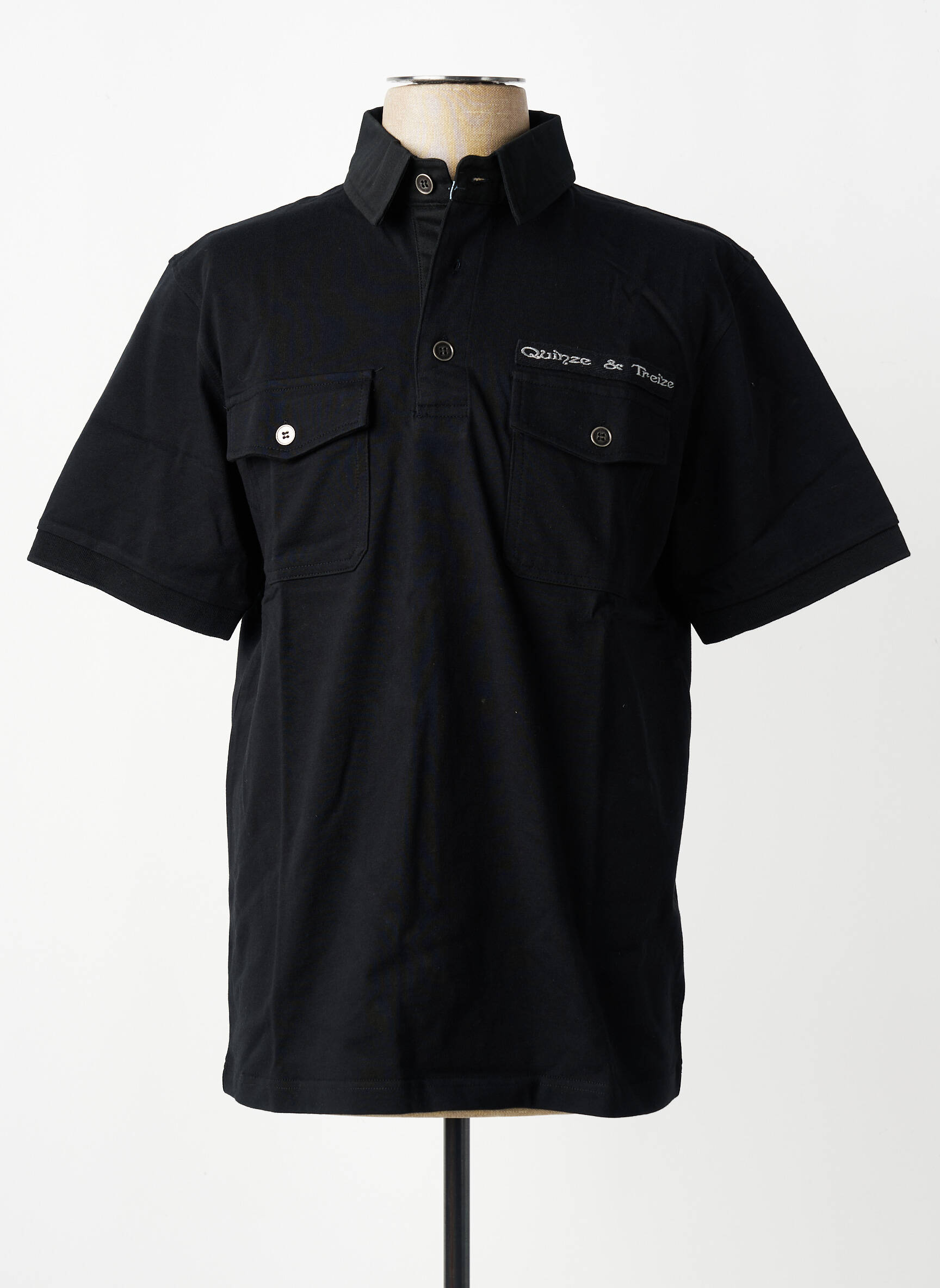Polo tissage jersey manches courtes noir QUINZE & TREIZE homme
