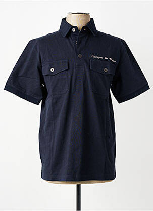 Polo tissage jersey manches courtes bleu QUINZE & TREIZE homme