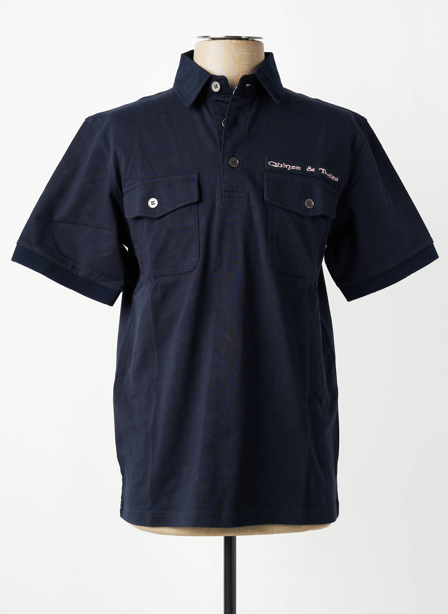 Polo tissage jersey manches courtes bleu QUINZE & TREIZE homme