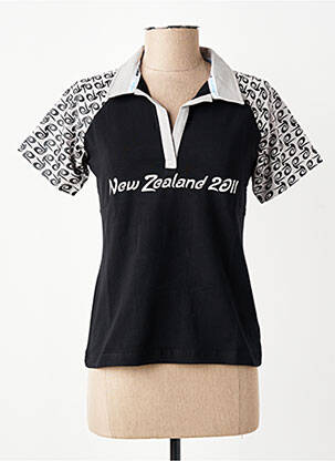 Polo coupe droite manches courtes noir WORLD CUP femme