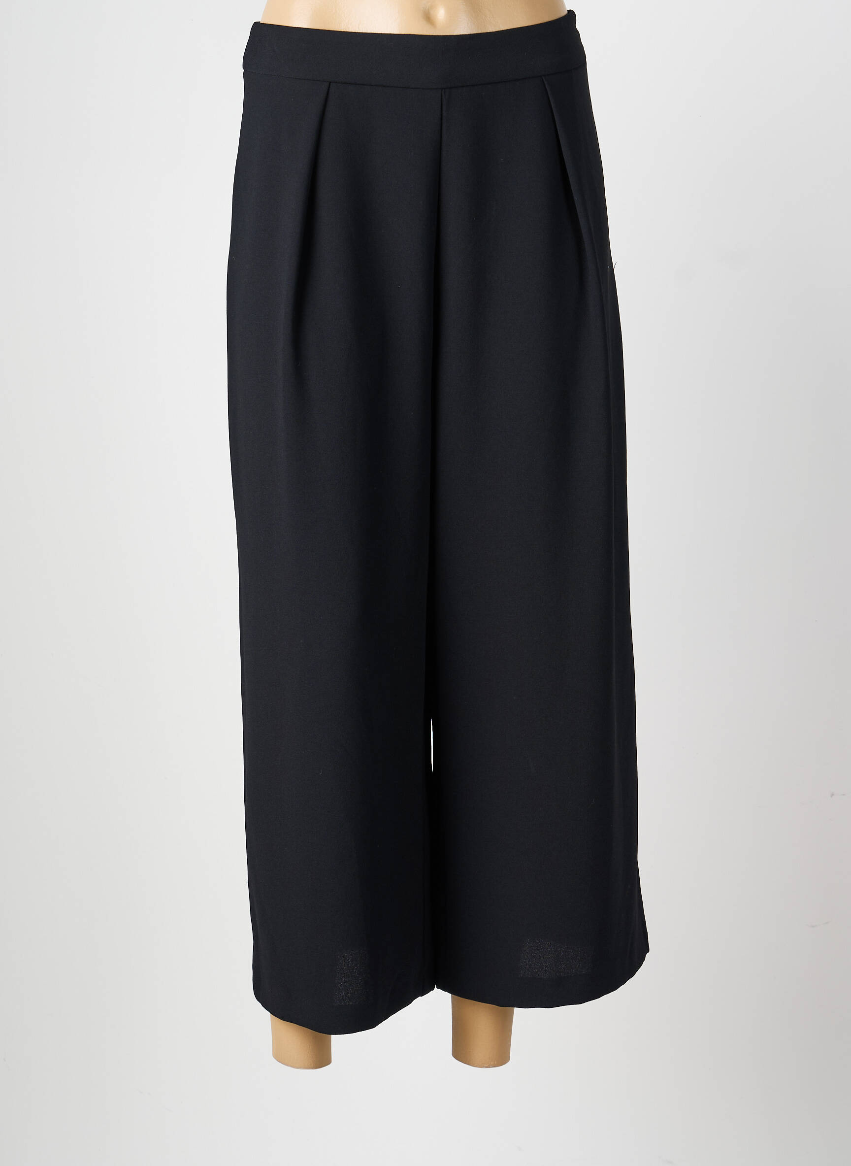 Pantalon droit tissage crêpe taille normale noir MARBLE femme