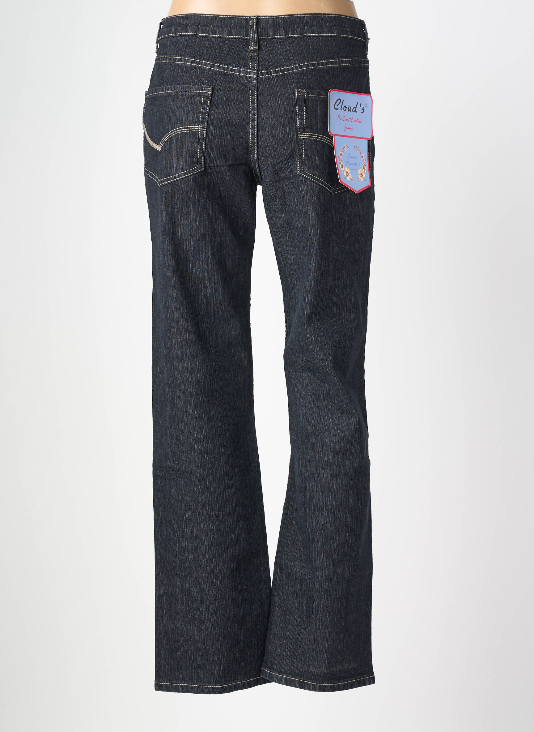 Jeans coupe droite broderie rivets taille normale bleu CLOUD'S femme