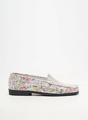 Mocassins bout rond talon plat jusqu'à 3cm blanc GEO-REINO femme