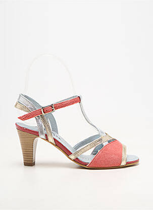 Sandales/nu pieds matière lisse talon de 7 à 9cm orange ARTIKA SOFT femme