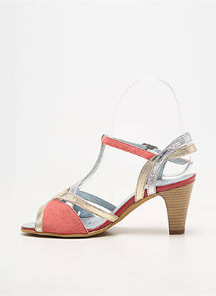 Sandales/nu pieds matière lisse talon de 7 à 9cm orange ARTIKA SOFT femme