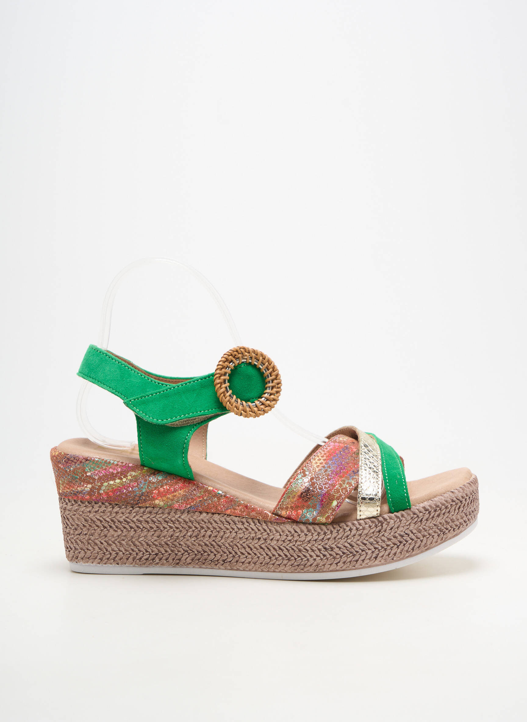 Sandales/nu pieds talon compensé talon de 7 à 9cm vert GEO-REINO femme