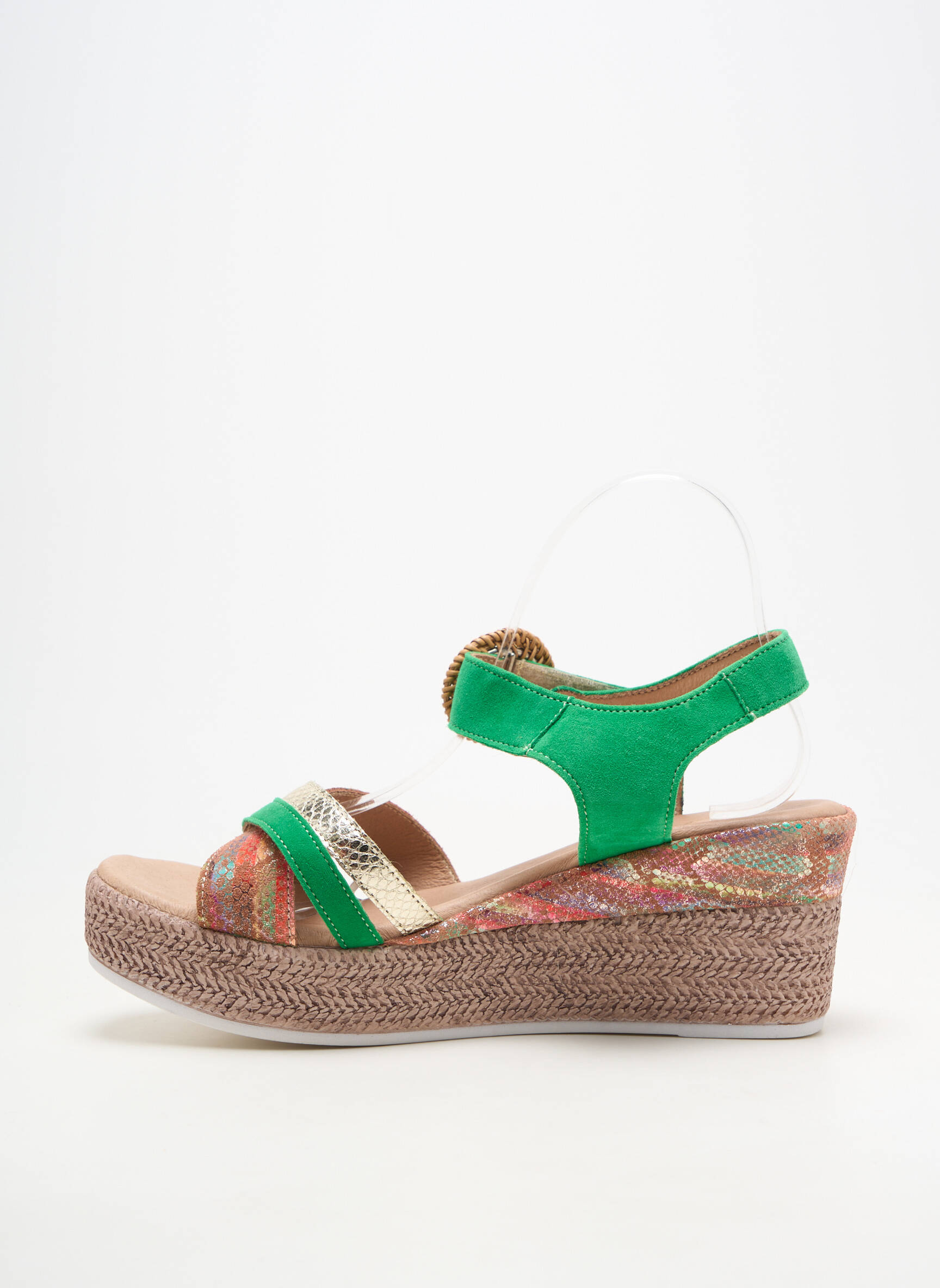 Sandales/nu pieds talon compensé talon de 7 à 9cm vert GEO-REINO femme