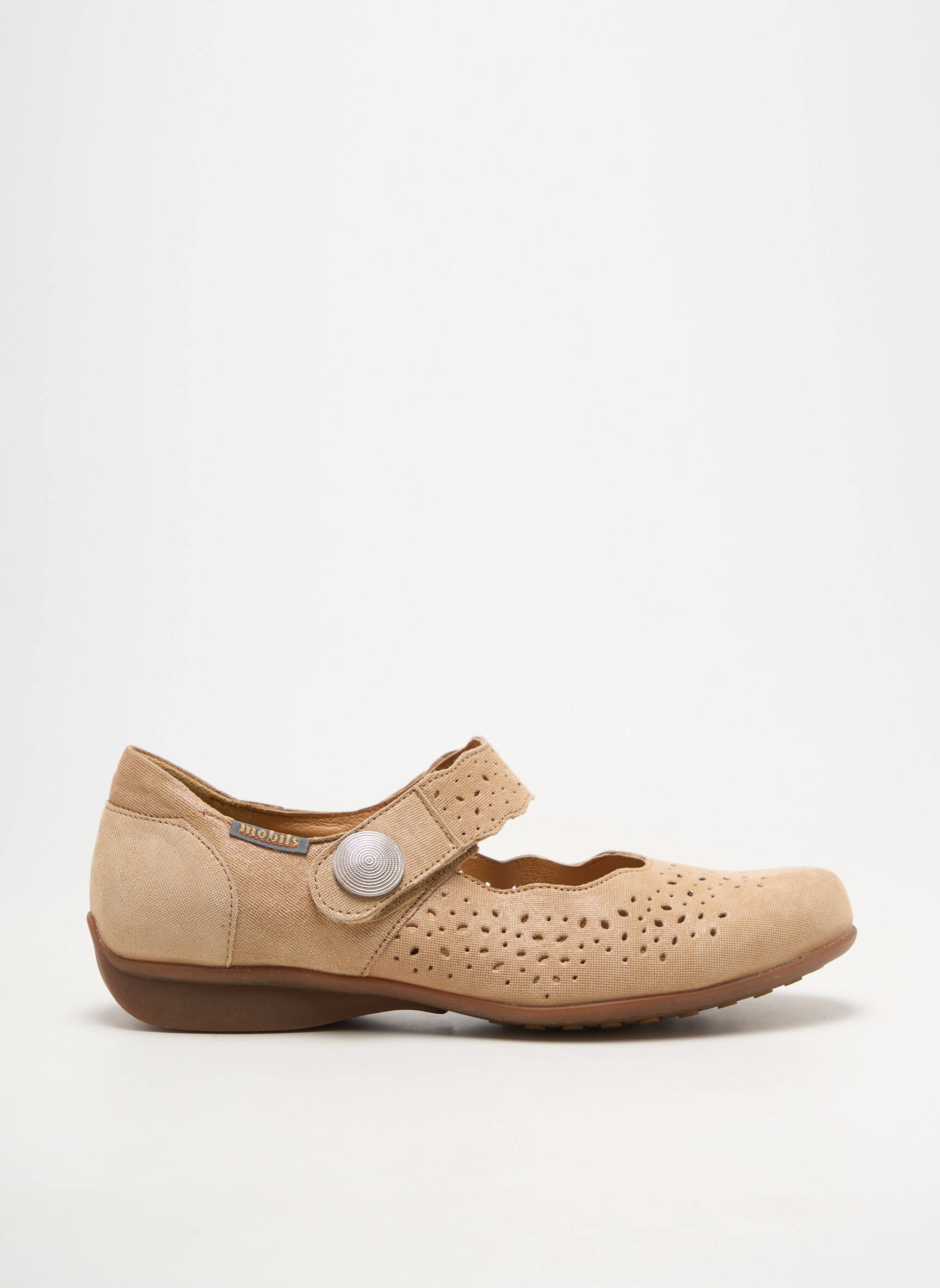 Ballerines fermeture scratch talon plat jusqu'à 3cm beige MOBILS femme