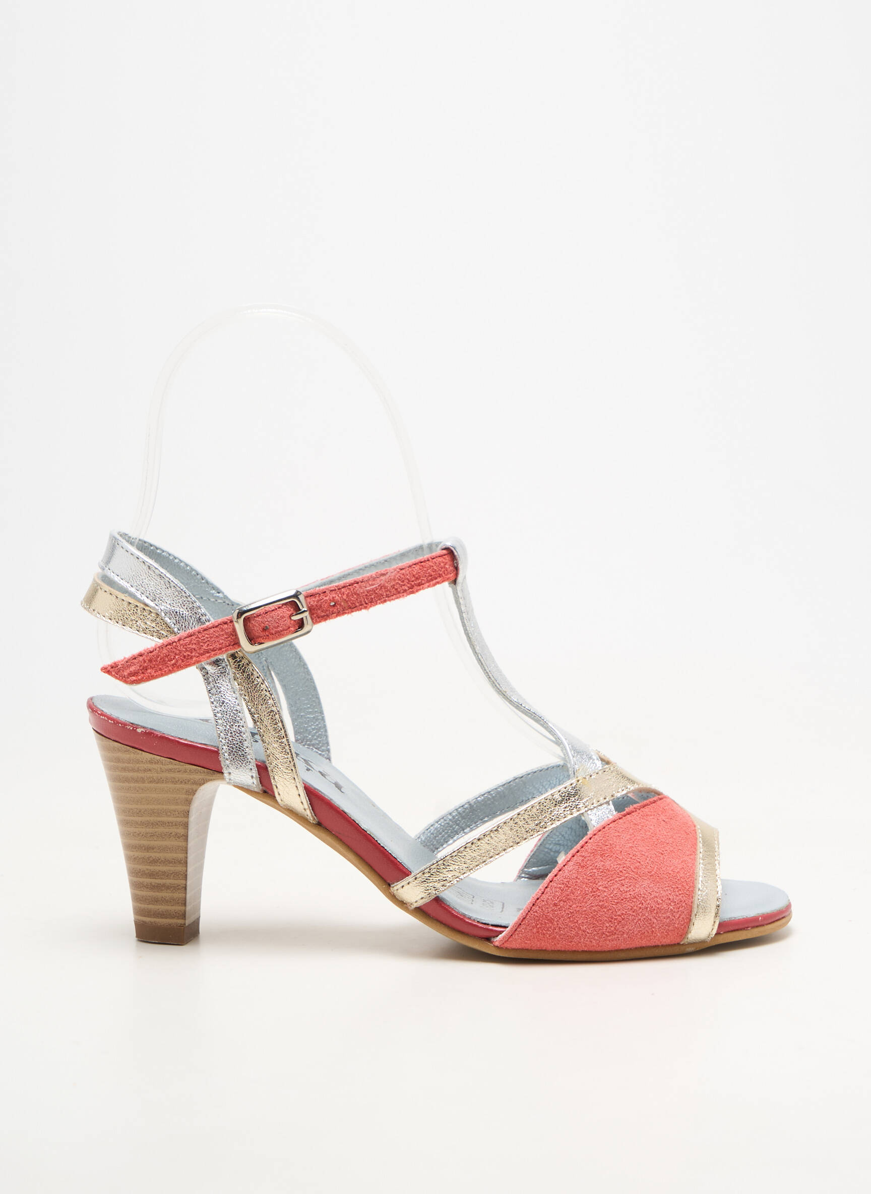 Sandales/nu pieds matière lisse talon de 7 à 9cm orange ARTIKA SOFT femme