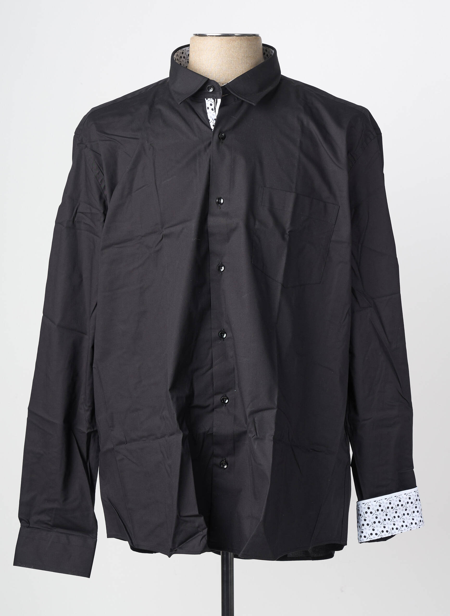 Chemise manches longues coupe droite noir CAPTEN homme
