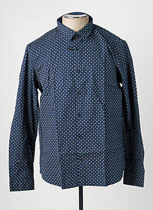 Chemise manches longues poches bleu DELAHAYE homme