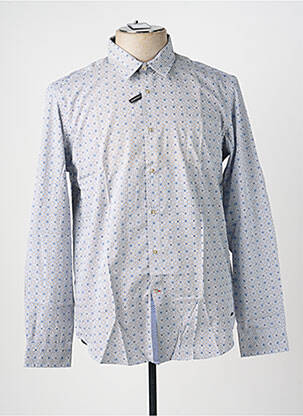 Chemise manches longues poches bleu DELAHAYE homme
