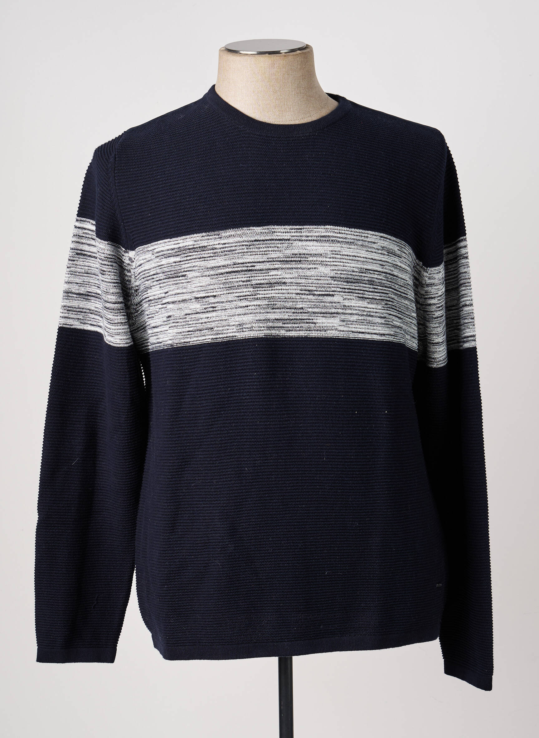 Pull stretch manches longues bleu DELAHAYE homme