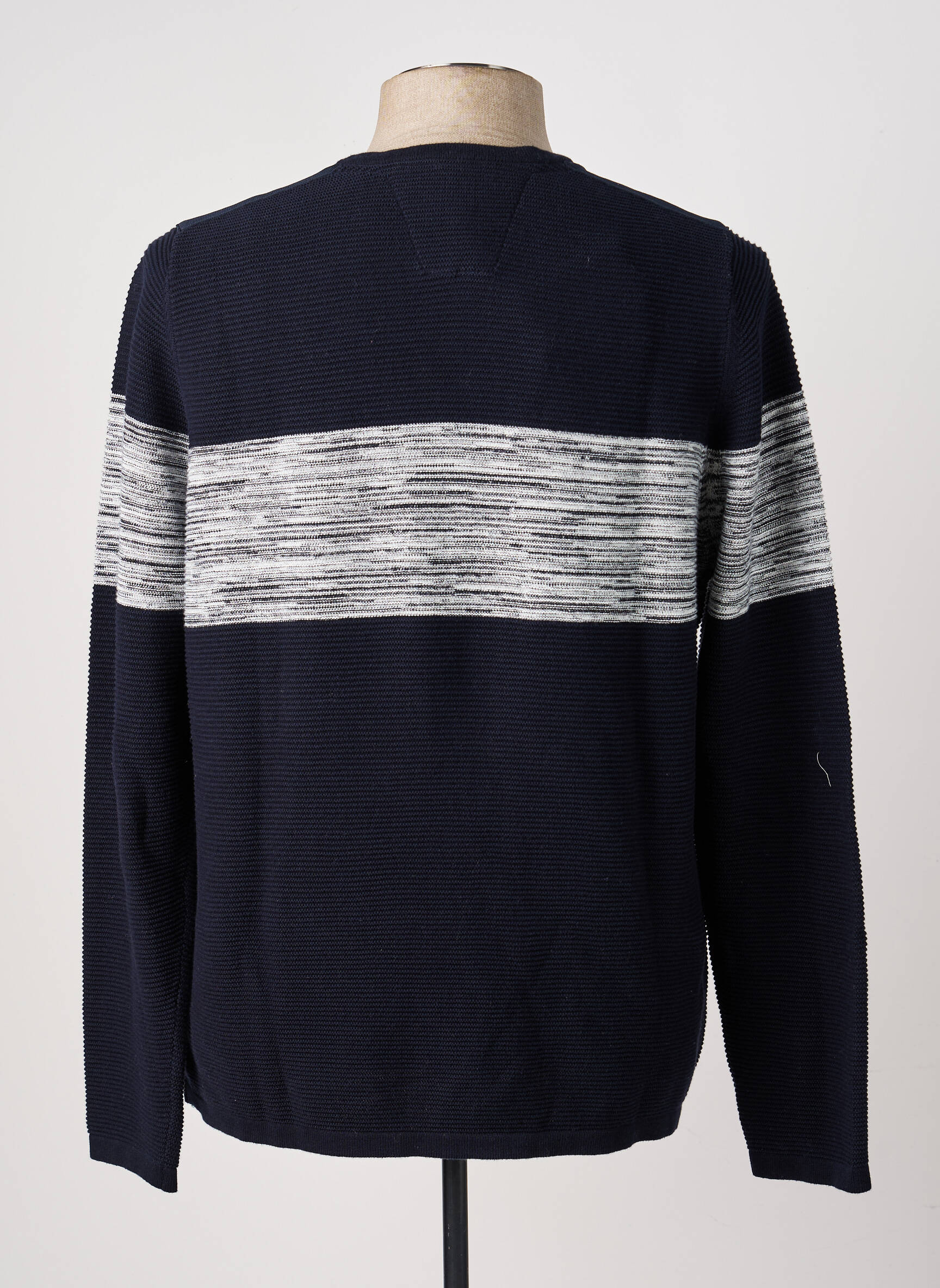 Pull stretch manches longues bleu DELAHAYE homme