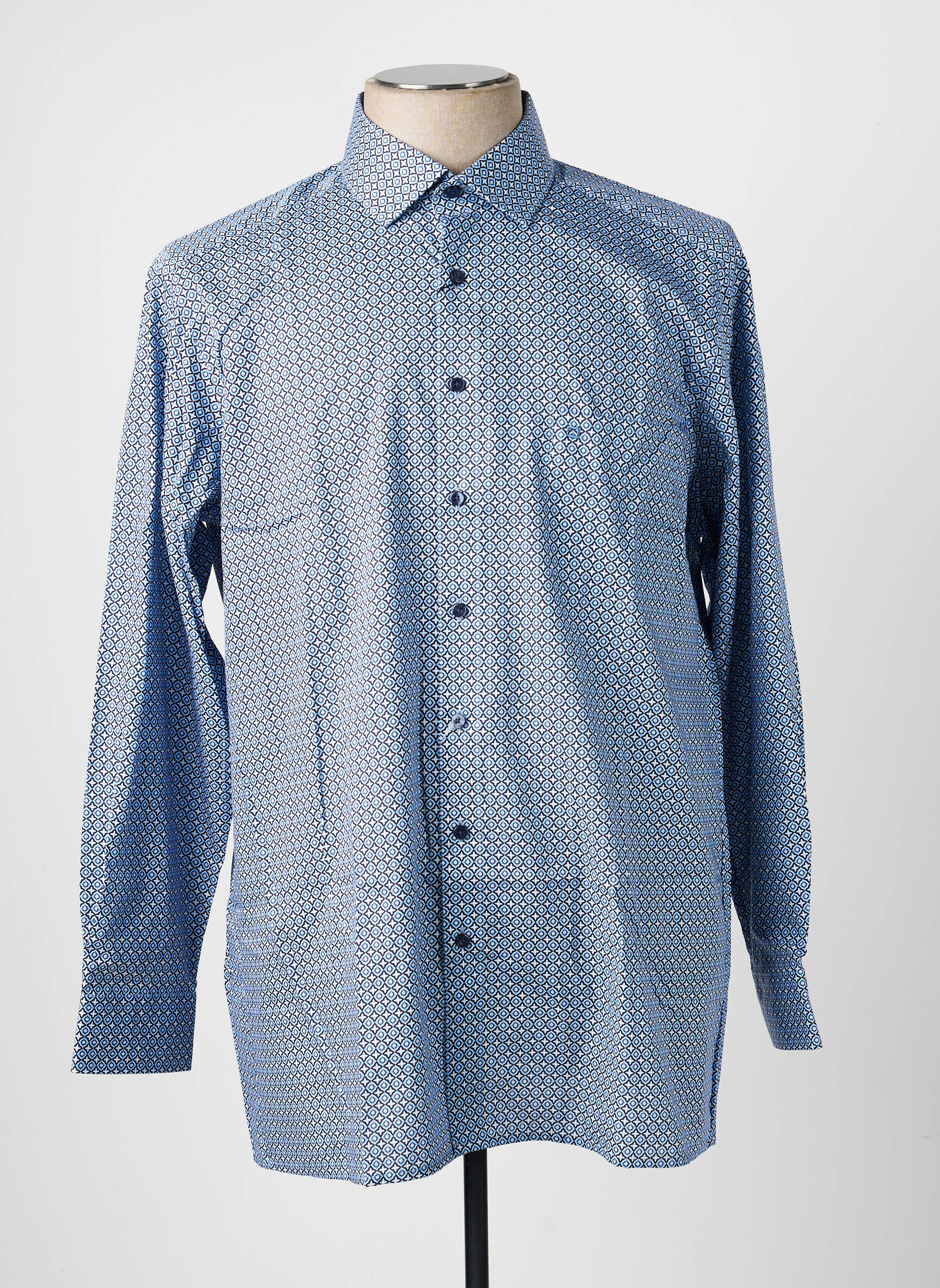 Chemise manches longues imprimé fantaisie bleu OLYMP homme