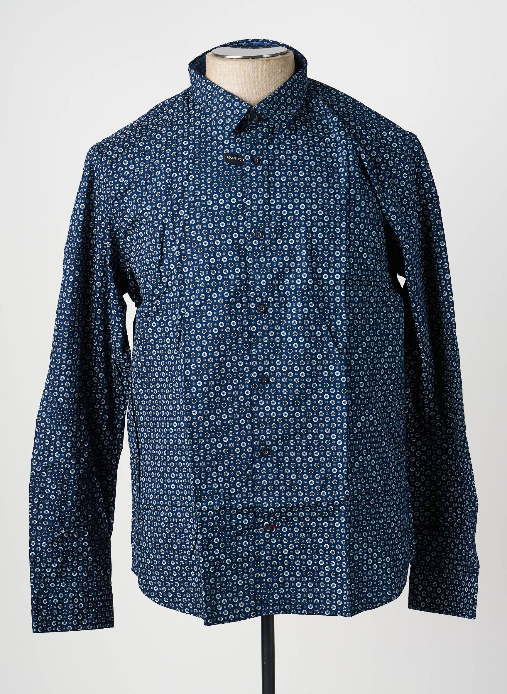Chemise manches longues poches bleu DELAHAYE homme