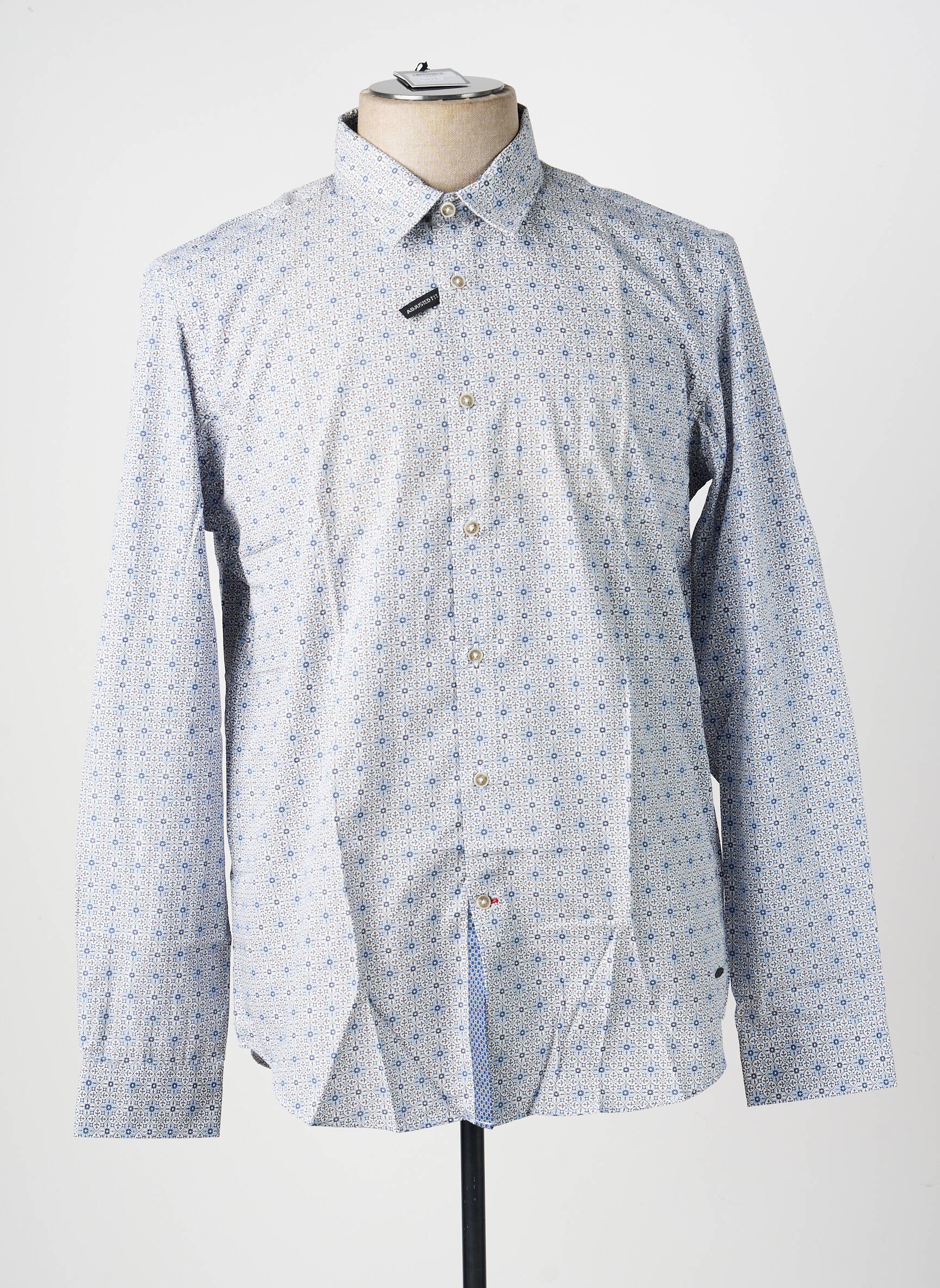 Chemise manches longues poches bleu DELAHAYE homme