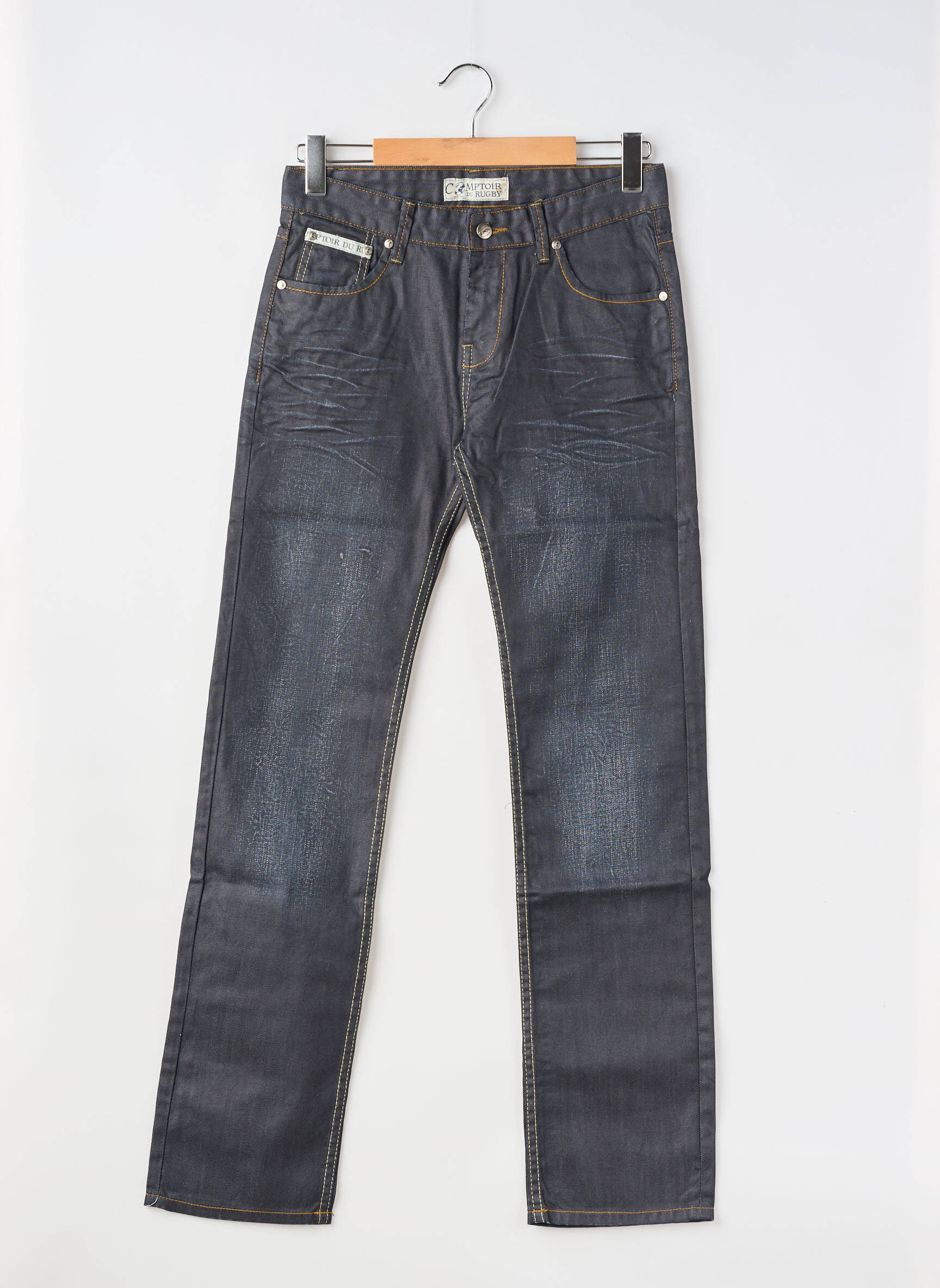 Jeans coupe droite fermeture zippée sous rabat boutonné taille normale bleu COMPTOIR DU RUGBY homme