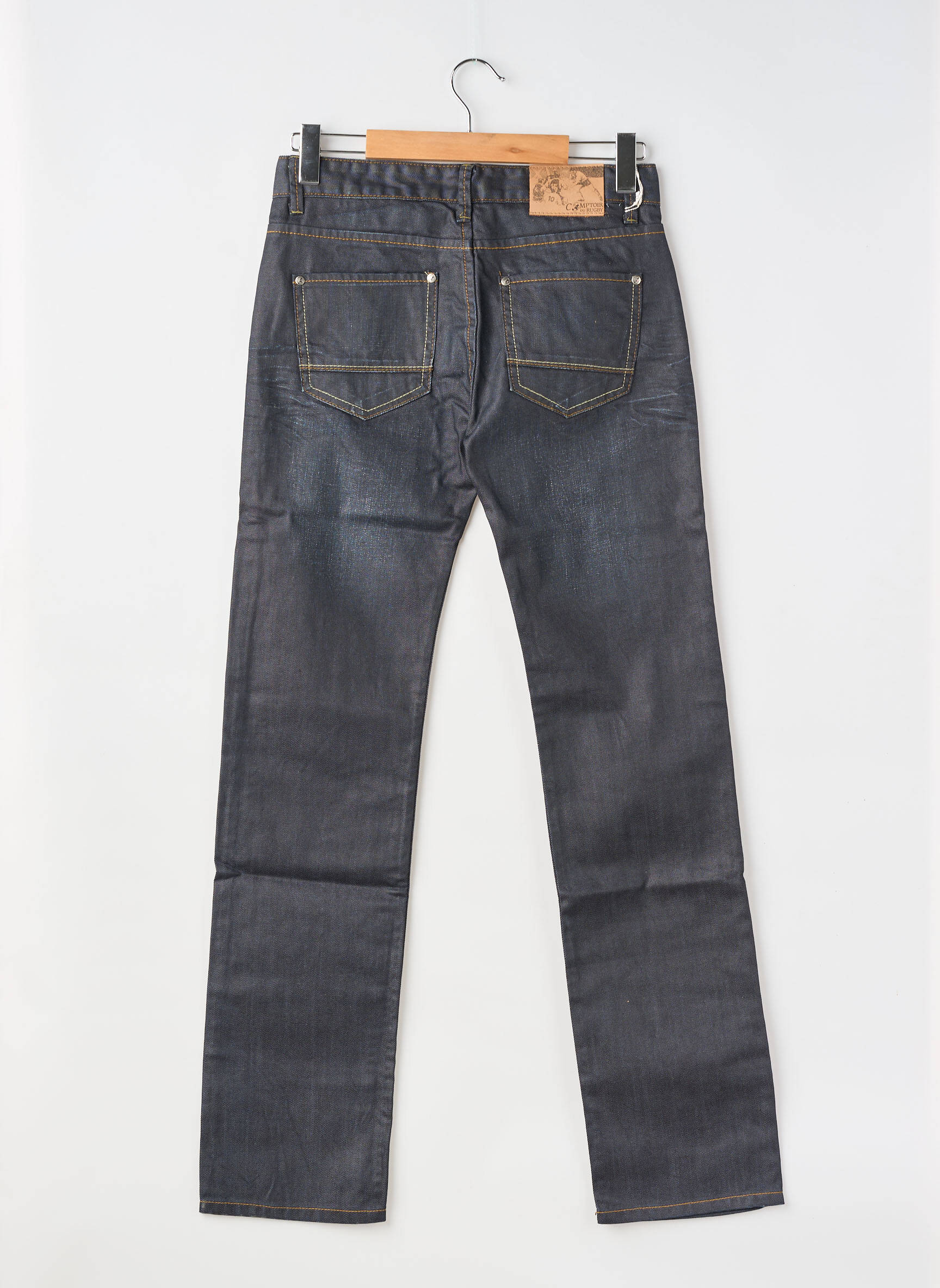 Jeans coupe droite fermeture zippée sous rabat boutonné taille normale bleu COMPTOIR DU RUGBY homme
