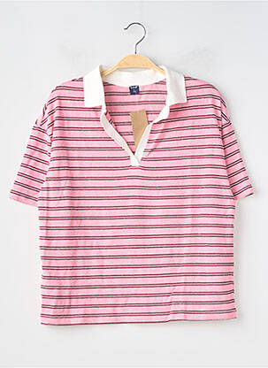 Polo coupe droite manches courtes rose KIABI femme