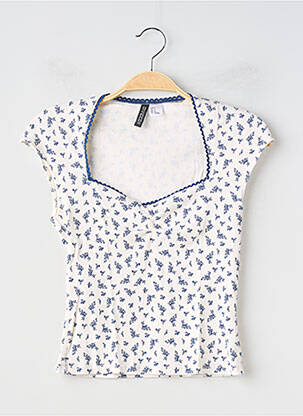 T-shirt col v manches courtes bleu DIVIDED H&M femme