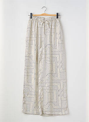 Pantalon large fermeture zippée sous rabat boutonné taille normale beige H&M femme