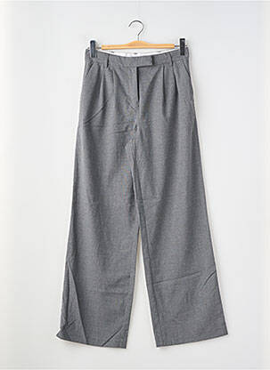 Pantalon large taille à pinces taille haute gris BERSHKA femme