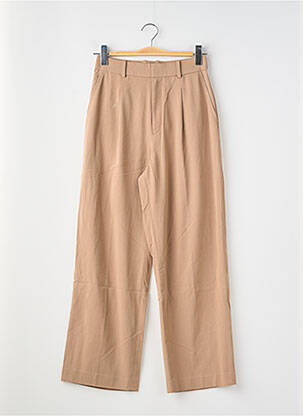 Pantalon large tissage popeline taille haute marron UNIQLO femme