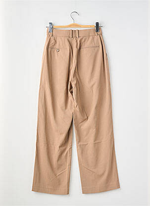 Pantalon large tissage popeline taille haute marron UNIQLO femme